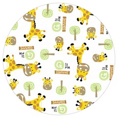 Vector Pattern With Cute Giraffe Cartoon Round Trivet by Simbadda