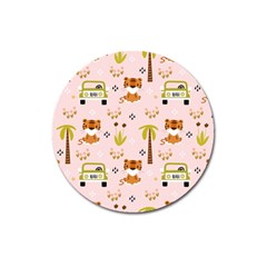 Cute Tiger Car Safari Seamless Pattern Magnet 3  (round) by Simbadda