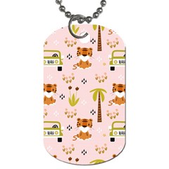 Cute Tiger Car Safari Seamless Pattern Dog Tag (one Side) by Simbadda