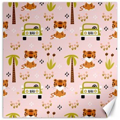 Cute Tiger Car Safari Seamless Pattern Canvas 20  X 20  by Simbadda