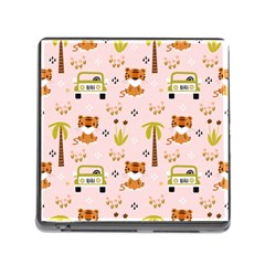 Cute Tiger Car Safari Seamless Pattern Memory Card Reader (square 5 Slot) by Simbadda