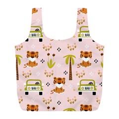 Cute Tiger Car Safari Seamless Pattern Full Print Recycle Bag (l) by Simbadda