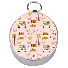 Cute Tiger Car Safari Seamless Pattern Silver Compasses by Simbadda