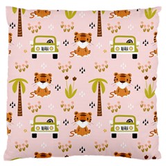 Cute Tiger Car Safari Seamless Pattern Standard Premium Plush Fleece Cushion Case (one Side) by Simbadda