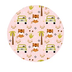 Cute Tiger Car Safari Seamless Pattern Mini Round Pill Box (pack Of 5) by Simbadda