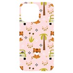 Cute Tiger Car Safari Seamless Pattern iPhone 14 Pro Max Black UV Print Case Front