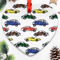 Cars Pattern Heart Ornament (two Sides) by Simbadda