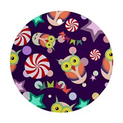 Owl Pattern Background Round Ornament (two Sides) by Simbadda