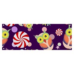 Owl Pattern Background Banner And Sign 8  X 3  by Simbadda