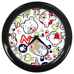 Animals Pattern Wall Clock (black) by Simbadda