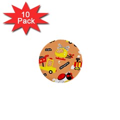 Seamless Pattern Cartoon With Transportation Vehicles 1  Mini Buttons (10 pack) 