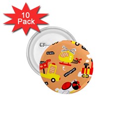 Seamless Pattern Cartoon With Transportation Vehicles 1.75  Buttons (10 pack)