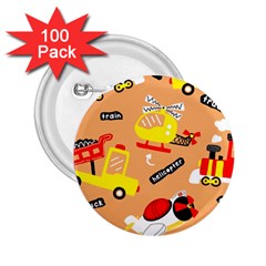 Seamless Pattern Cartoon With Transportation Vehicles 2.25  Buttons (100 pack) 