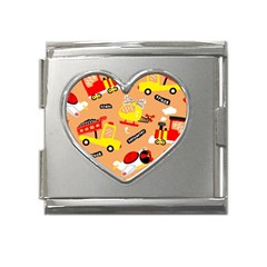 Seamless Pattern Cartoon With Transportation Vehicles Mega Link Heart Italian Charm (18mm)