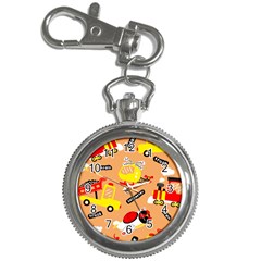 Seamless Pattern Cartoon With Transportation Vehicles Key Chain Watches