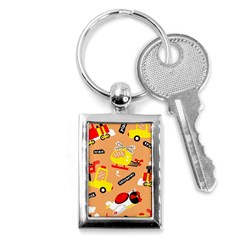 Seamless Pattern Cartoon With Transportation Vehicles Key Chain (Rectangle)