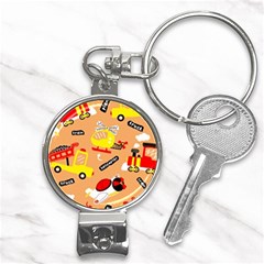 Seamless Pattern Cartoon With Transportation Vehicles Nail Clippers Key Chain