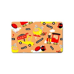 Seamless Pattern Cartoon With Transportation Vehicles Magnet (Name Card)