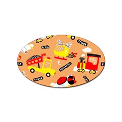 Seamless Pattern Cartoon With Transportation Vehicles Sticker Oval (100 pack)