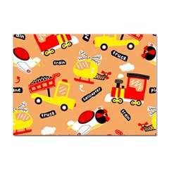 Seamless Pattern Cartoon With Transportation Vehicles Sticker A4 (100 pack)