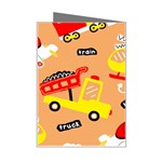 Seamless Pattern Cartoon With Transportation Vehicles Mini Greeting Card Right