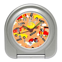 Seamless Pattern Cartoon With Transportation Vehicles Travel Alarm Clock