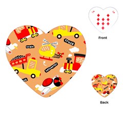 Seamless Pattern Cartoon With Transportation Vehicles Playing Cards Single Design (Heart)