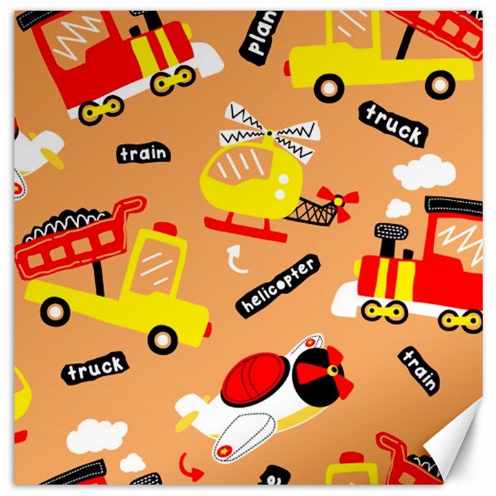 Seamless Pattern Cartoon With Transportation Vehicles Canvas 12  x 12 