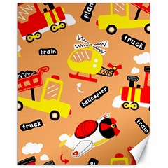 Seamless Pattern Cartoon With Transportation Vehicles Canvas 16  x 20 