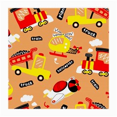 Seamless Pattern Cartoon With Transportation Vehicles Medium Glasses Cloth