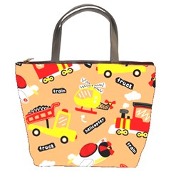 Seamless Pattern Cartoon With Transportation Vehicles Bucket Bag