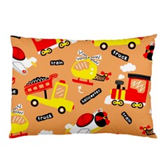 Seamless Pattern Cartoon With Transportation Vehicles Pillow Case