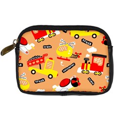 Seamless Pattern Cartoon With Transportation Vehicles Digital Camera Leather Case by Simbadda