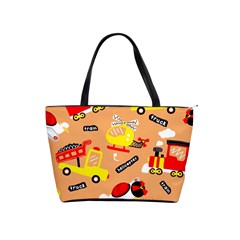 Seamless Pattern Cartoon With Transportation Vehicles Classic Shoulder Handbag