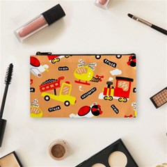 Seamless Pattern Cartoon With Transportation Vehicles Cosmetic Bag (Small)