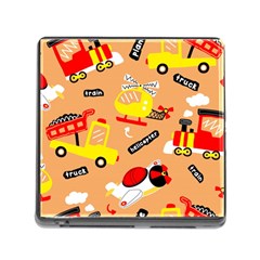 Seamless Pattern Cartoon With Transportation Vehicles Memory Card Reader (square 5 Slot) by Simbadda