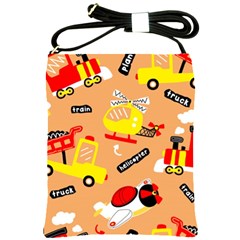 Seamless Pattern Cartoon With Transportation Vehicles Shoulder Sling Bag