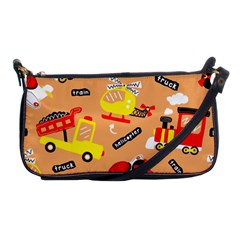 Seamless Pattern Cartoon With Transportation Vehicles Shoulder Clutch Bag