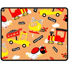 Seamless Pattern Cartoon With Transportation Vehicles Fleece Blanket (Medium)