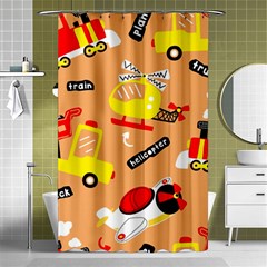 Seamless Pattern Cartoon With Transportation Vehicles Shower Curtain 48  X 72  (small)  by Simbadda