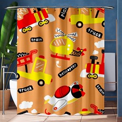 Seamless Pattern Cartoon With Transportation Vehicles Shower Curtain 60  x 72  (Medium) 