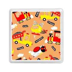 Seamless Pattern Cartoon With Transportation Vehicles Memory Card Reader (Square)