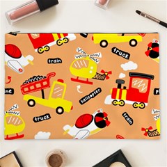 Seamless Pattern Cartoon With Transportation Vehicles Cosmetic Bag (XXL)