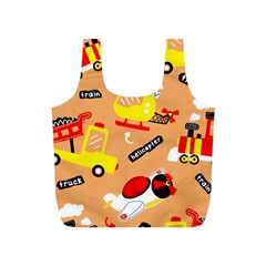 Seamless Pattern Cartoon With Transportation Vehicles Full Print Recycle Bag (S)