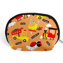 Seamless Pattern Cartoon With Transportation Vehicles Accessory Pouch (Medium)