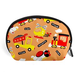 Seamless Pattern Cartoon With Transportation Vehicles Accessory Pouch (Large)