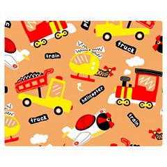 Seamless Pattern Cartoon With Transportation Vehicles Two Sides Premium Plush Fleece Blanket (Medium)