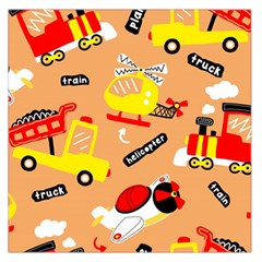 Seamless Pattern Cartoon With Transportation Vehicles Square Satin Scarf (36  x 36 )