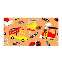 Seamless Pattern Cartoon With Transportation Vehicles Satin Wrap 35  x 70 