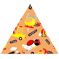 Seamless Pattern Cartoon With Transportation Vehicles Wooden Puzzle Triangle